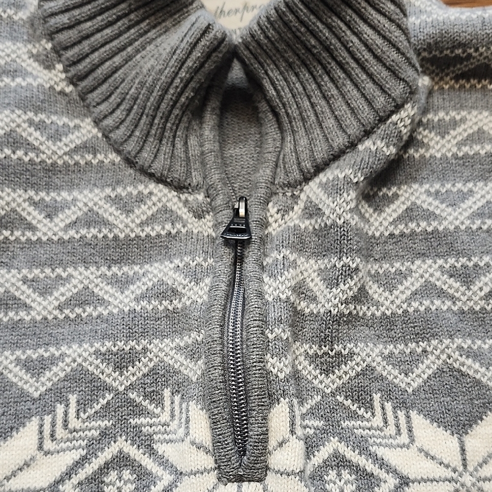 Weatherproof Gray Nordic Pattern Zip-Up Sweater - Picture 3 of 7